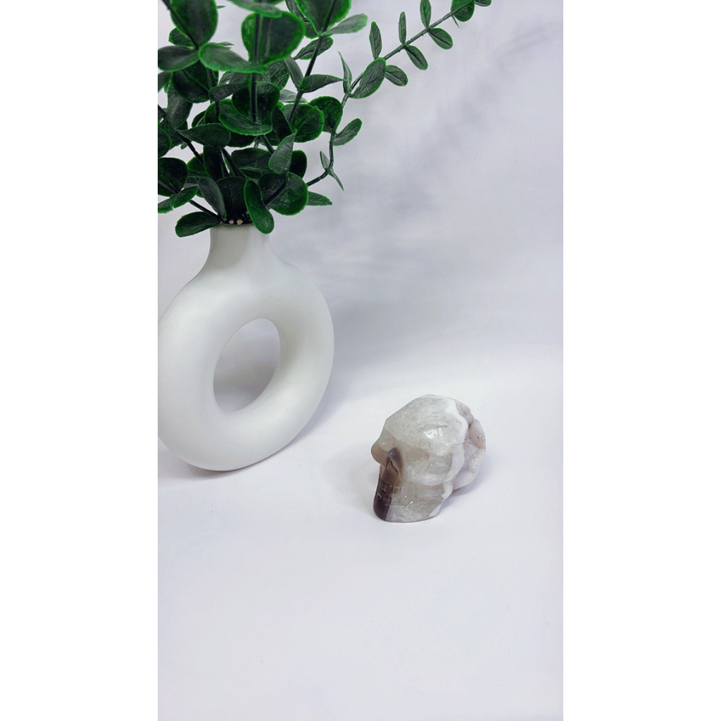 Achat Totenkopf mit Druzy