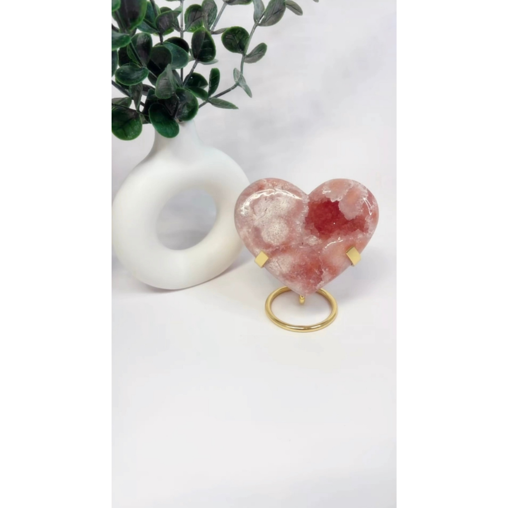 Pink Amethyst Druzy Herz