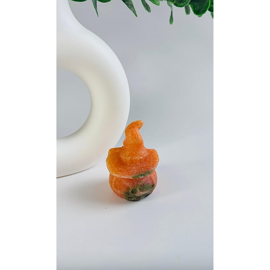 Orangencalzit Kürbis mit Hexenhut